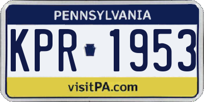 PA license plate KPR1953