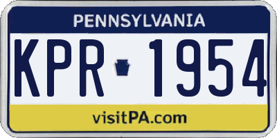 PA license plate KPR1954