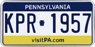 PA license plate KPR1957