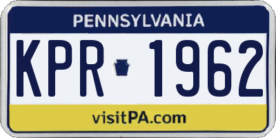 PA license plate KPR1962