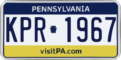 PA license plate KPR1967