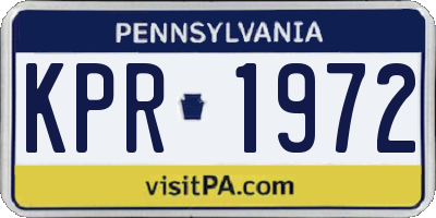 PA license plate KPR1972