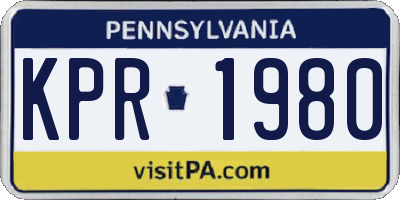 PA license plate KPR1980