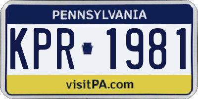 PA license plate KPR1981