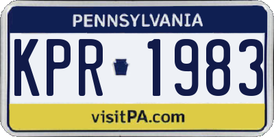 PA license plate KPR1983