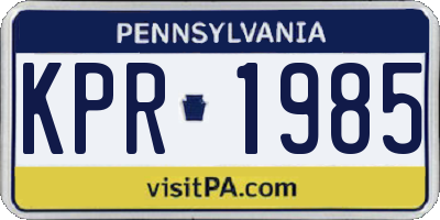 PA license plate KPR1985