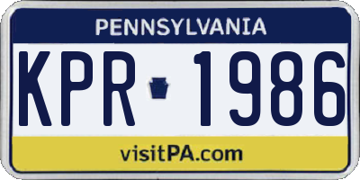 PA license plate KPR1986