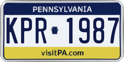 PA license plate KPR1987
