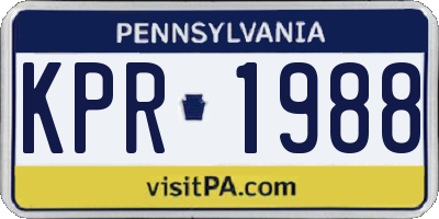 PA license plate KPR1988