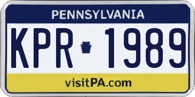 PA license plate KPR1989