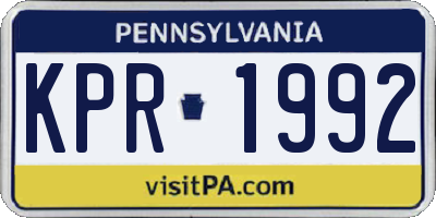 PA license plate KPR1992