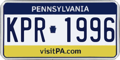 PA license plate KPR1996