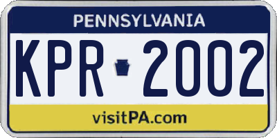 PA license plate KPR2002