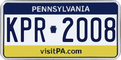 PA license plate KPR2008