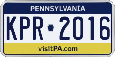 PA license plate KPR2016