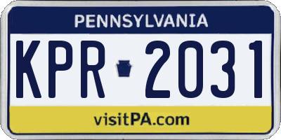 PA license plate KPR2031