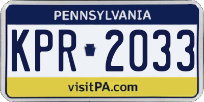 PA license plate KPR2033