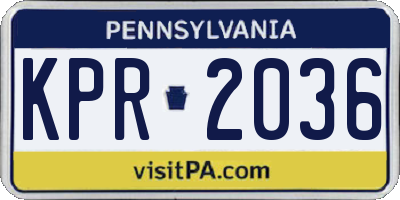 PA license plate KPR2036