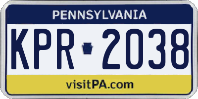 PA license plate KPR2038