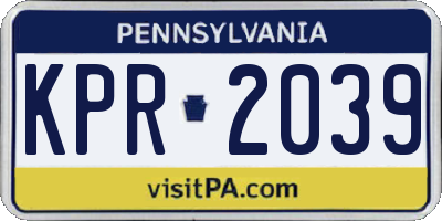 PA license plate KPR2039