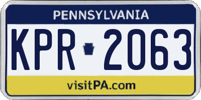 PA license plate KPR2063