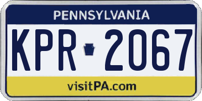 PA license plate KPR2067