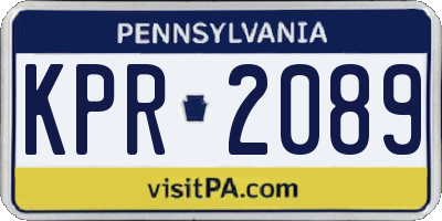 PA license plate KPR2089