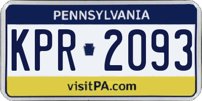 PA license plate KPR2093