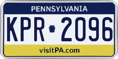 PA license plate KPR2096