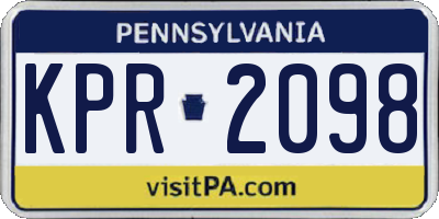 PA license plate KPR2098