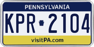 PA license plate KPR2104
