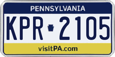 PA license plate KPR2105
