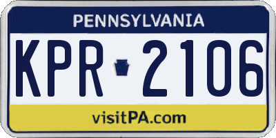 PA license plate KPR2106