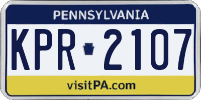PA license plate KPR2107