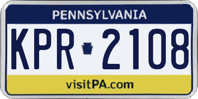 PA license plate KPR2108