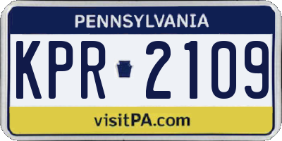 PA license plate KPR2109