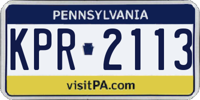 PA license plate KPR2113