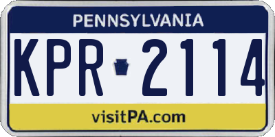 PA license plate KPR2114