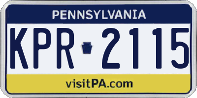 PA license plate KPR2115
