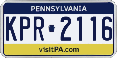 PA license plate KPR2116