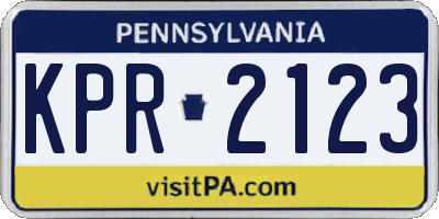 PA license plate KPR2123