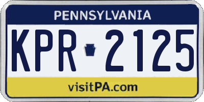 PA license plate KPR2125