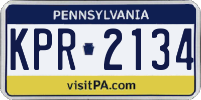 PA license plate KPR2134