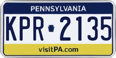 PA license plate KPR2135