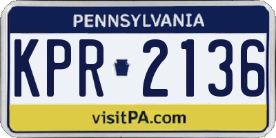 PA license plate KPR2136