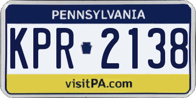 PA license plate KPR2138