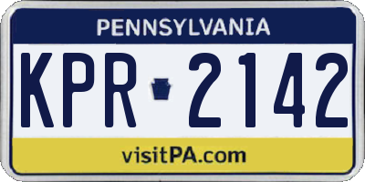 PA license plate KPR2142