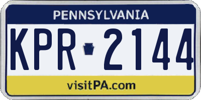 PA license plate KPR2144