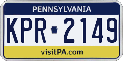 PA license plate KPR2149