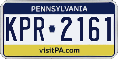 PA license plate KPR2161